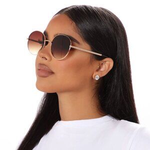 Vintage Round Aviator Sunglasses Gold/brown